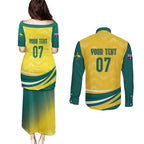 Australia 2024 Olympics Custom Couples Matching Puletasi and Long Sleeve Button Shirt Rise of the Roos