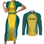 Australia 2024 Olympics Custom Couples Matching Short Sleeve Bodycon Dress and Long Sleeve Button Shirt Rise of the Roos