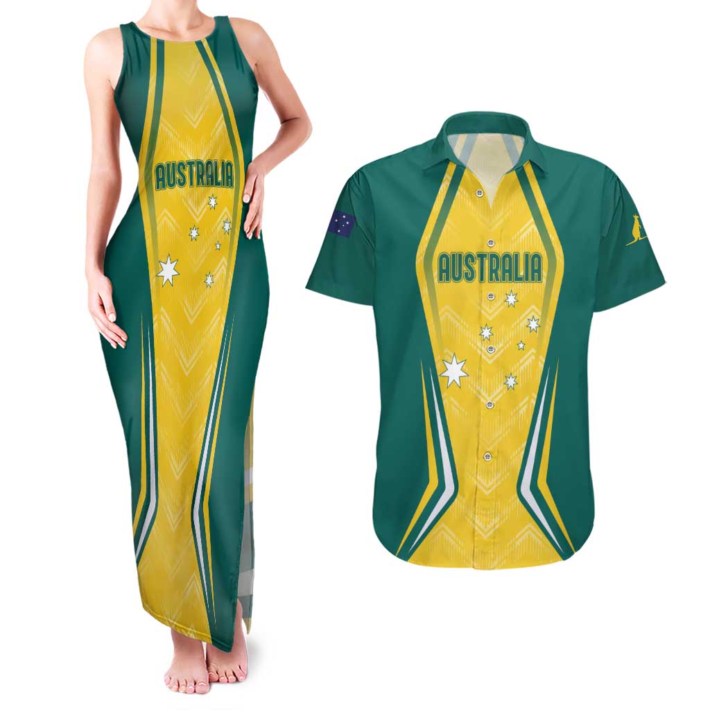 Australia 2024 Olympics Custom Couples Matching Tank Maxi Dress and Hawaiian Shirt Rise of the Roos