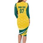 Australia 2024 Olympics Custom Family Matching Long Sleeve Bodycon Dress and Hawaiian Shirt Rise of the Roos