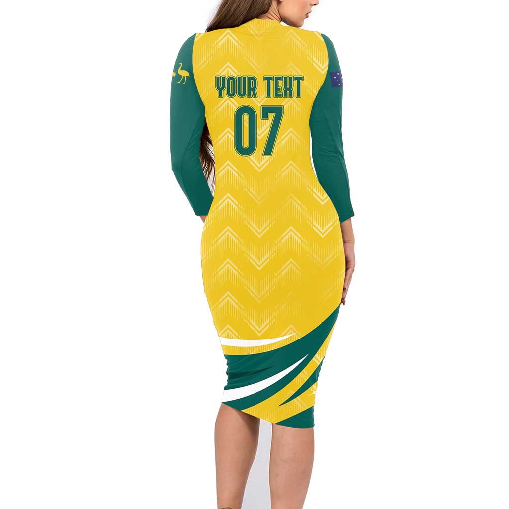 Australia 2024 Olympics Custom Family Matching Long Sleeve Bodycon Dress and Hawaiian Shirt Rise of the Roos