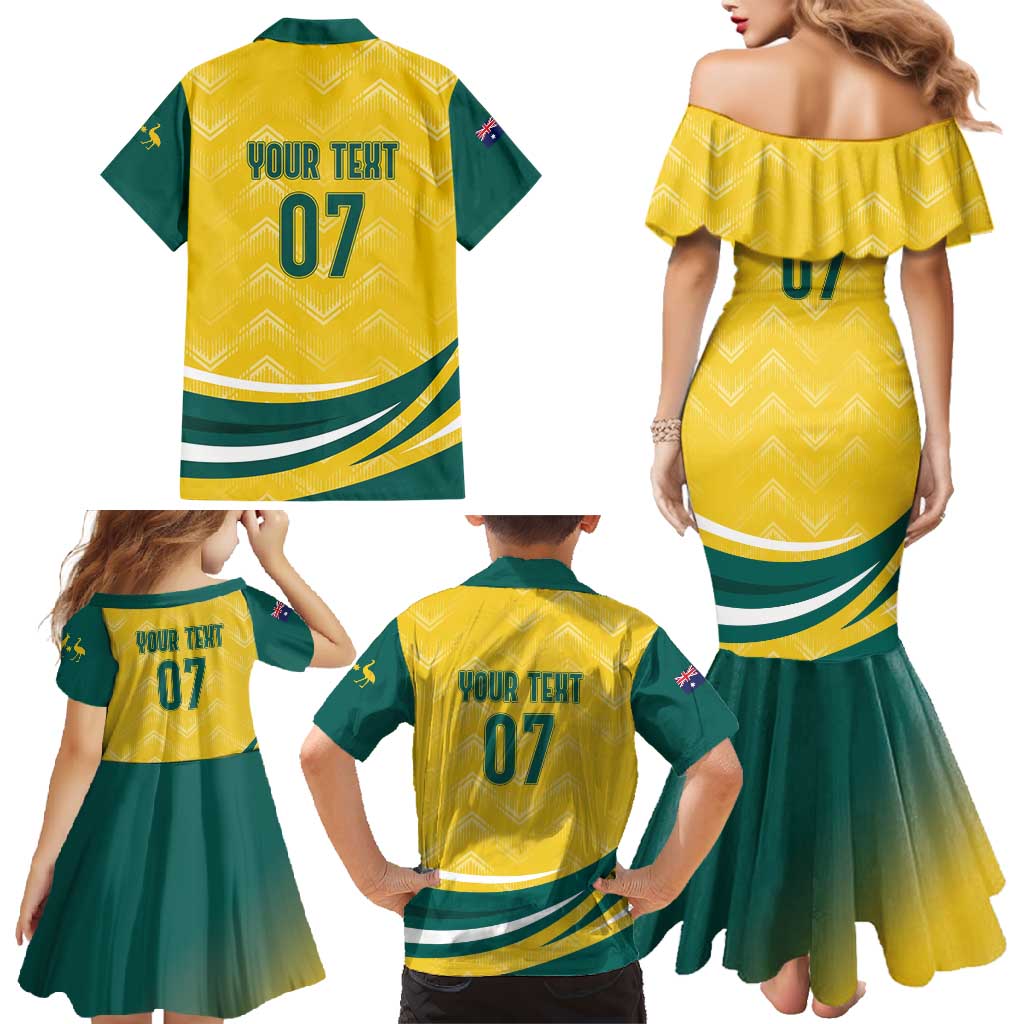 Australia 2024 Olympics Custom Family Matching Mermaid Dress and Hawaiian Shirt Rise of the Roos