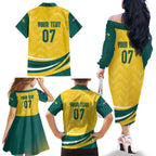 Australia 2024 Olympics Custom Family Matching Off The Shoulder Long Sleeve Dress and Hawaiian Shirt Rise of the Roos