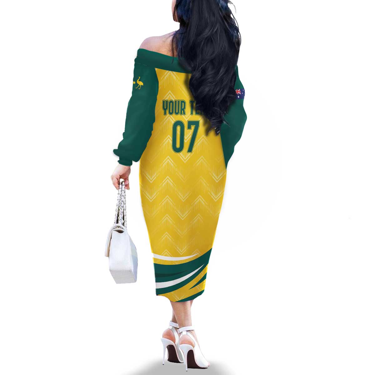 Australia 2024 Olympics Custom Family Matching Off The Shoulder Long Sleeve Dress and Hawaiian Shirt Rise of the Roos