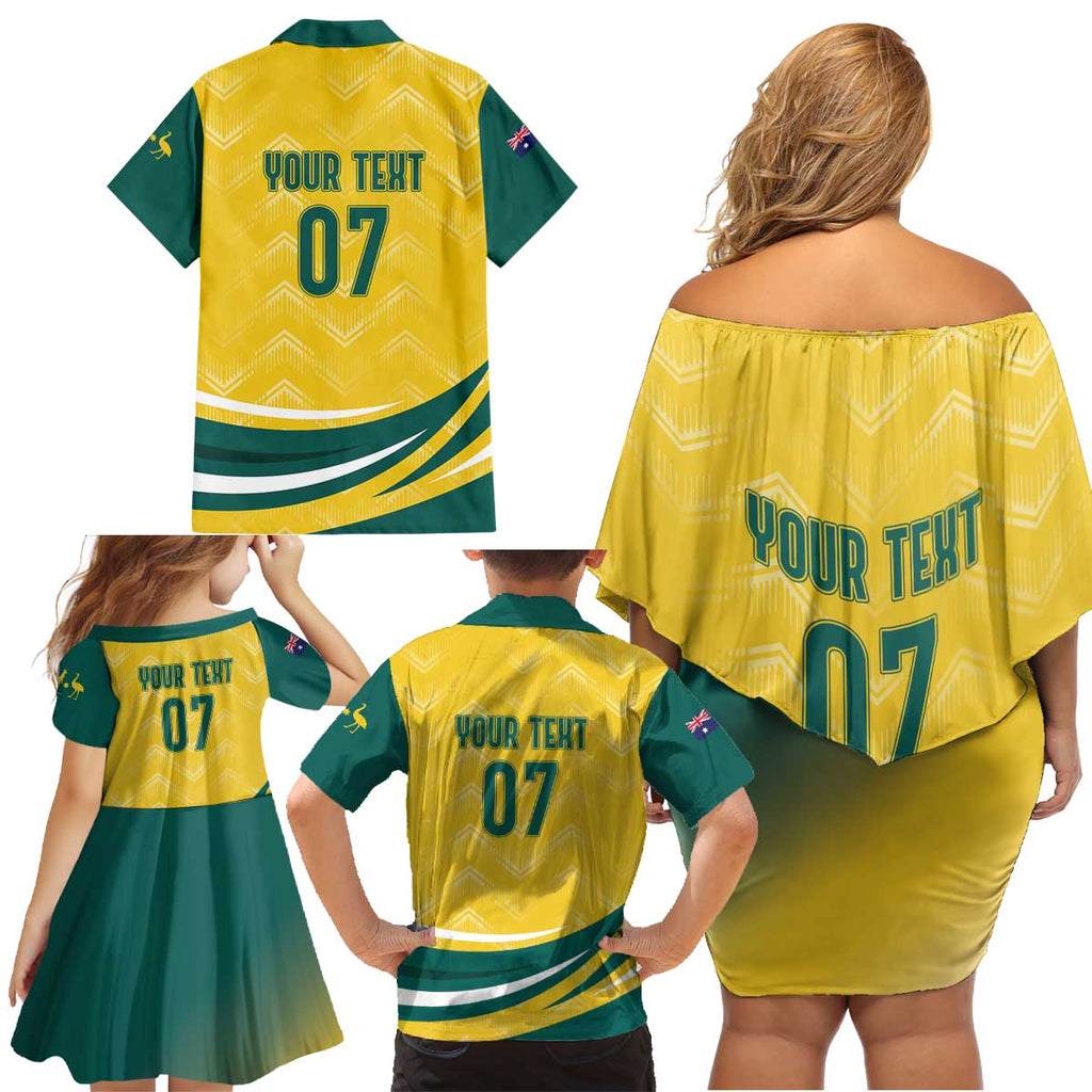 Australia 2024 Olympics Custom Family Matching Off Shoulder Short Dress and Hawaiian Shirt Rise of the Roos