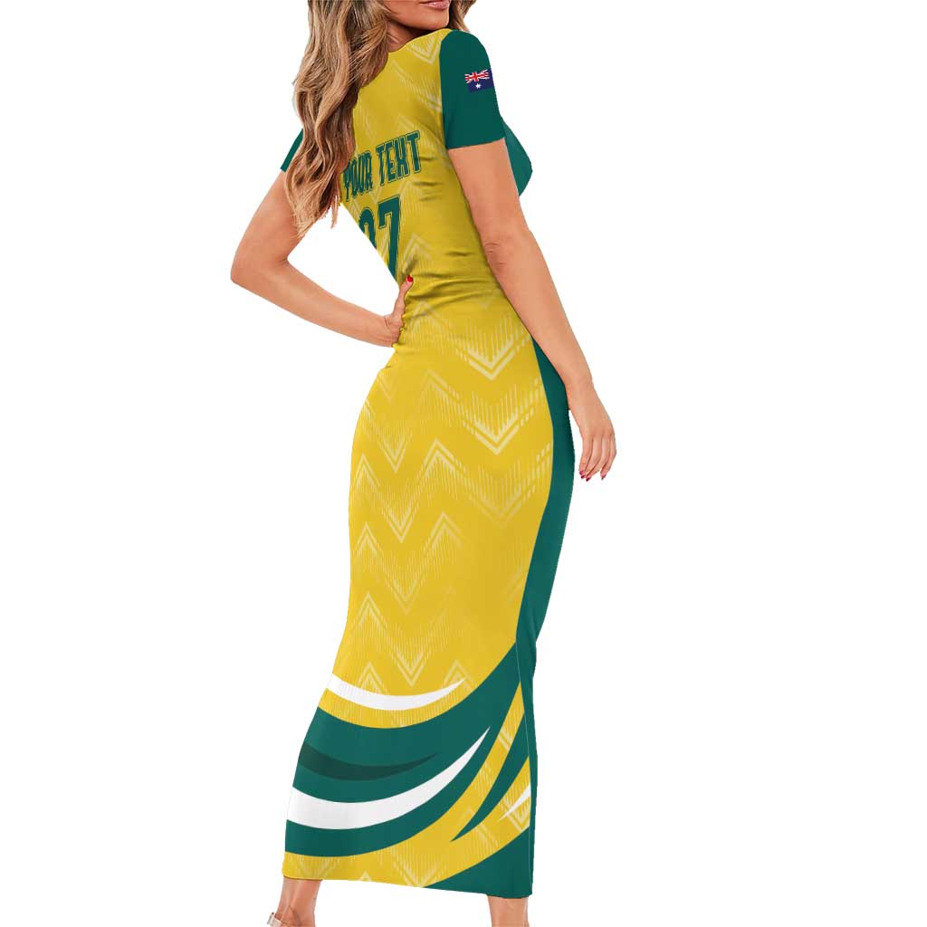 Australia 2024 Olympics Custom Family Matching Short Sleeve Bodycon Dress and Hawaiian Shirt Rise of the Roos