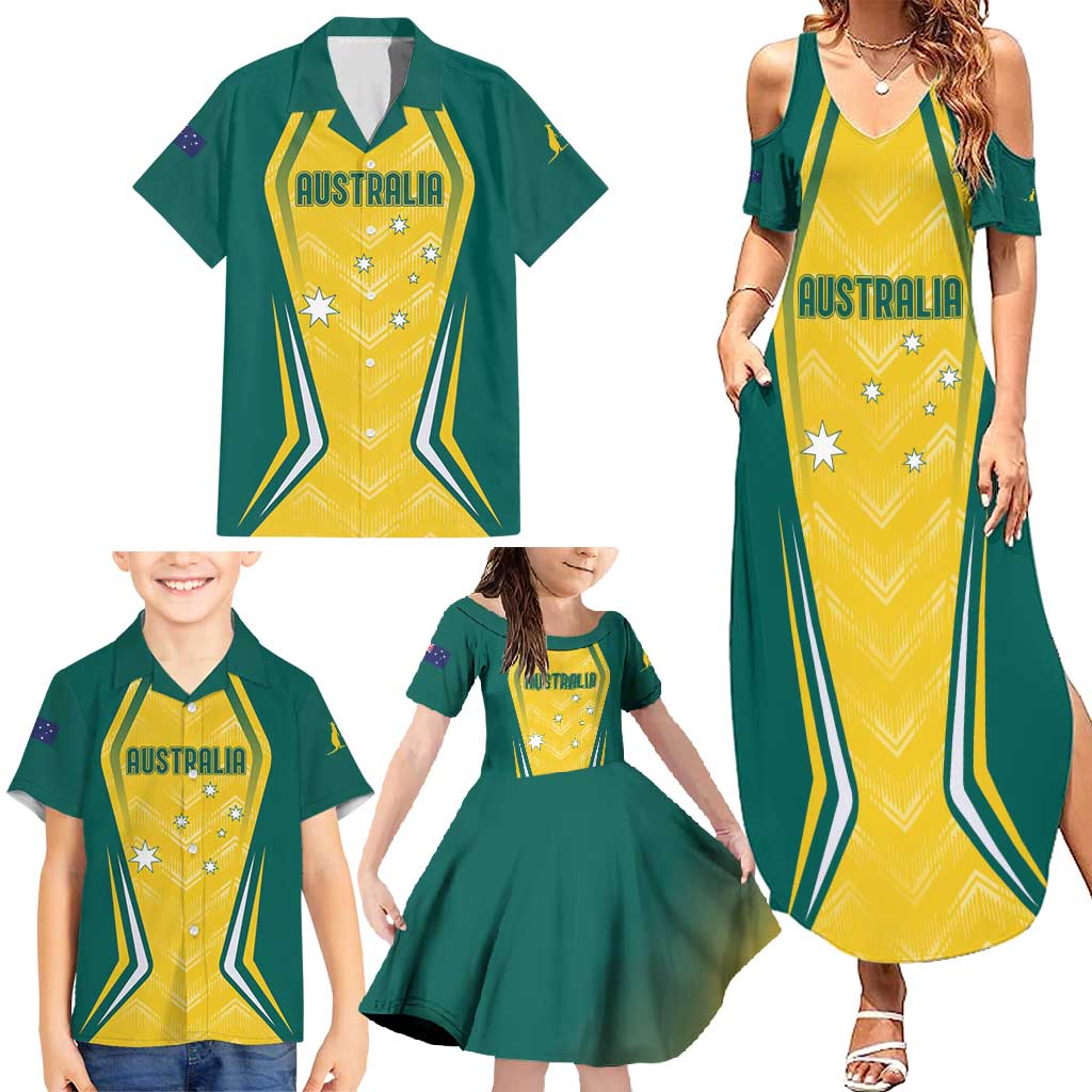 Australia 2024 Olympics Custom Family Matching Summer Maxi Dress and Hawaiian Shirt Rise of the Roos