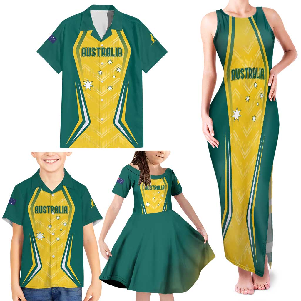 Australia 2024 Olympics Custom Family Matching Tank Maxi Dress and Hawaiian Shirt Rise of the Roos