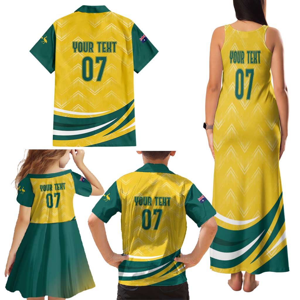 Australia 2024 Olympics Custom Family Matching Tank Maxi Dress and Hawaiian Shirt Rise of the Roos