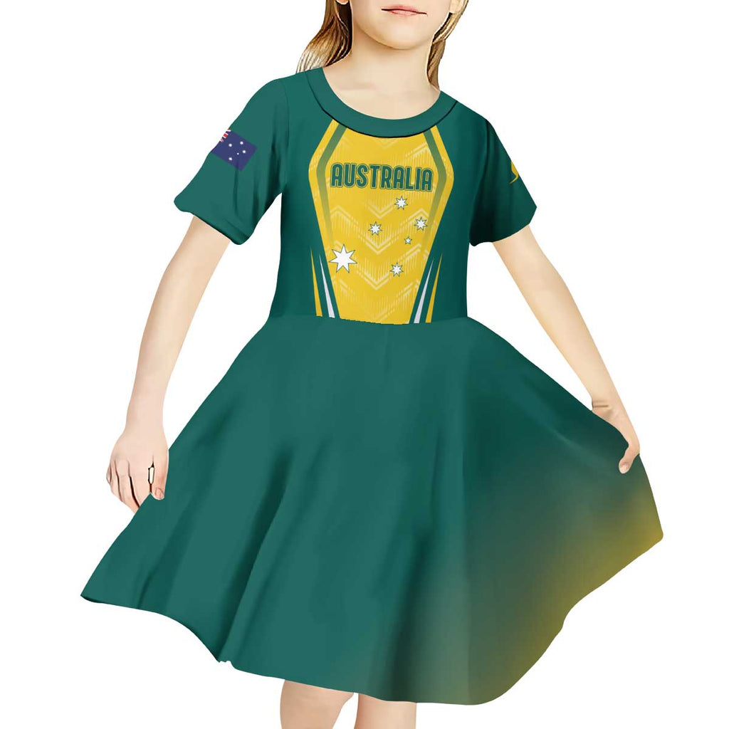 Australia 2024 Olympics Custom Kid Short Sleeve Dress Rise of the Roos