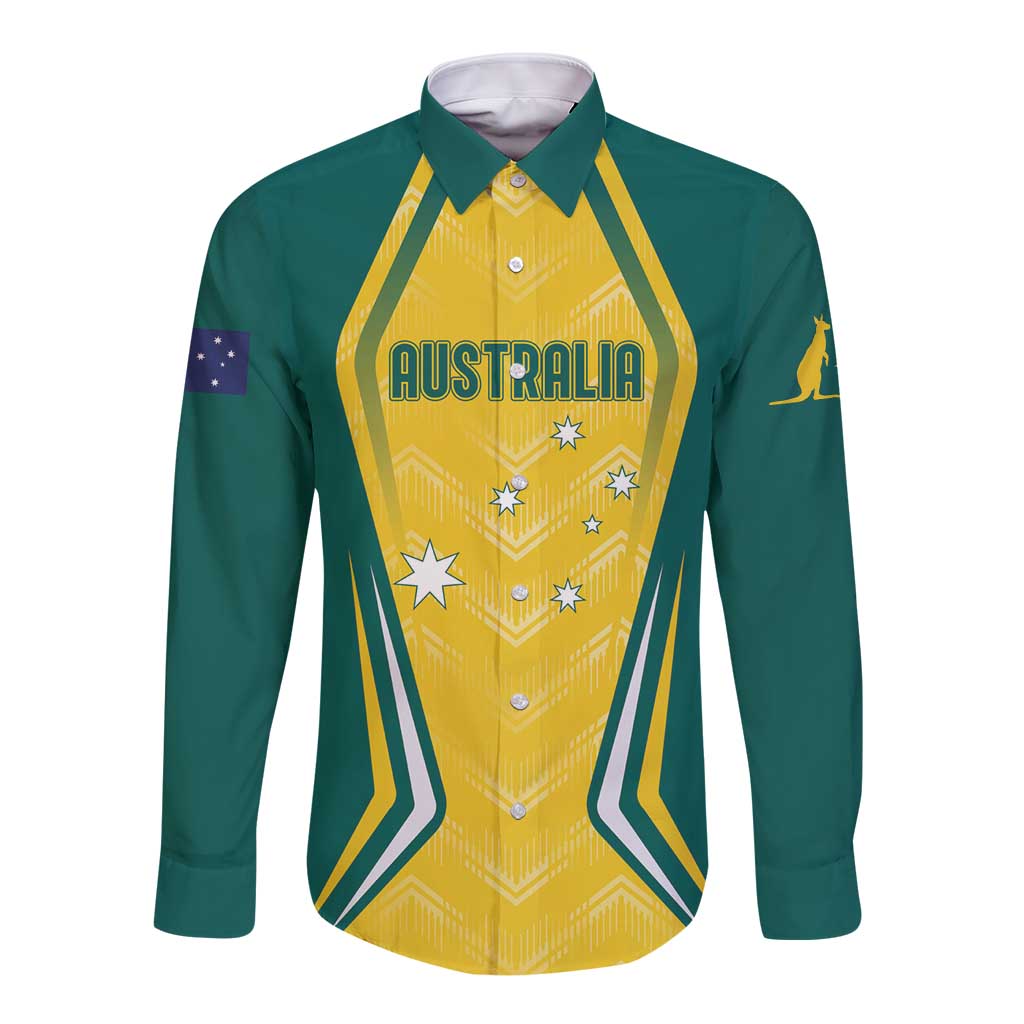 Australia 2024 Olympics Custom Long Sleeve Button Shirt Rise of the Roos
