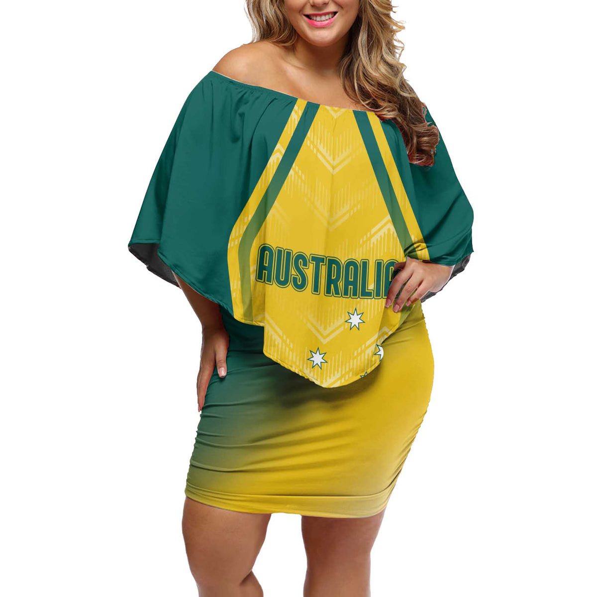 Australia 2024 Olympics Custom Off Shoulder Short Dress Rise of the Roos