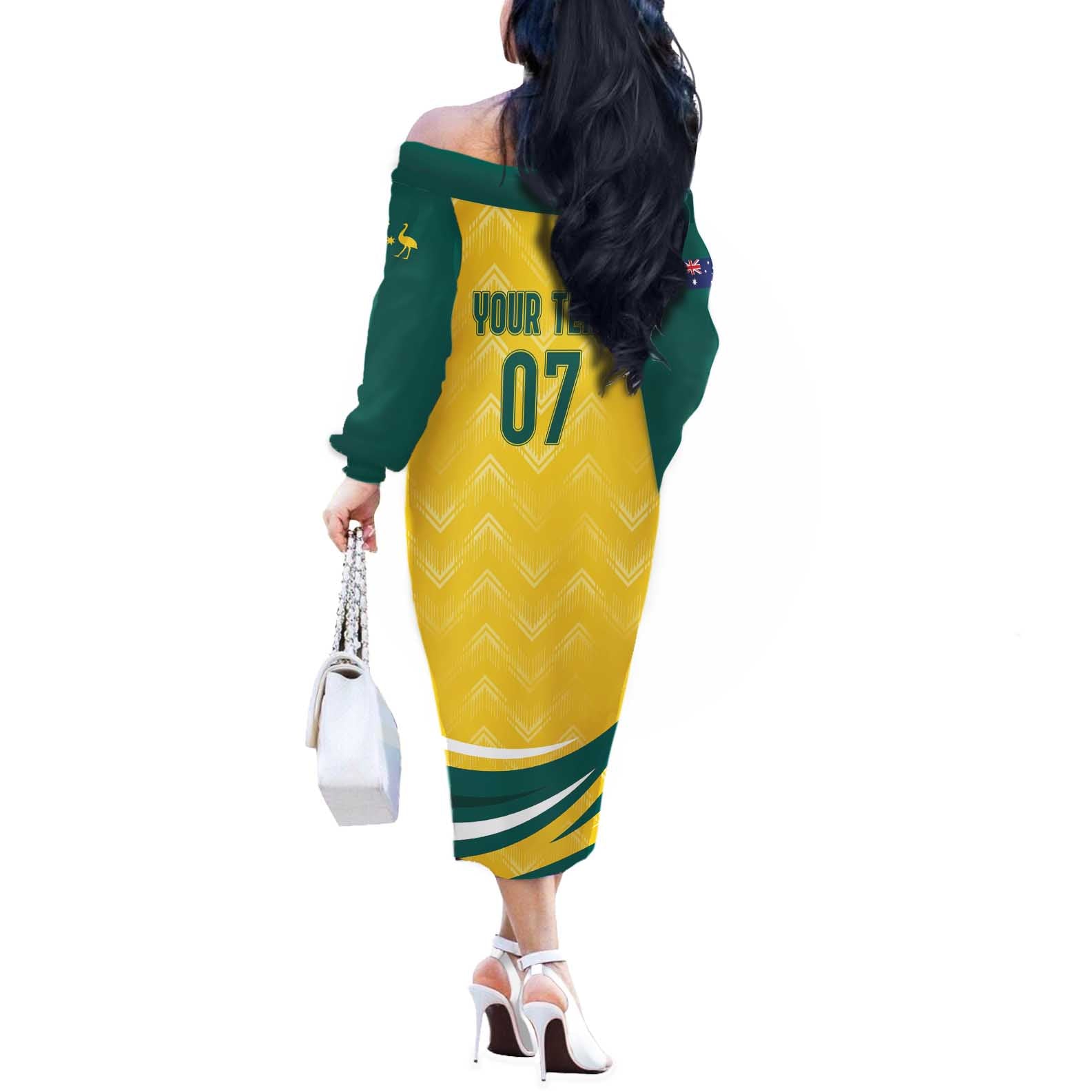Australia 2024 Olympics Custom Off The Shoulder Long Sleeve Dress Rise of the Roos