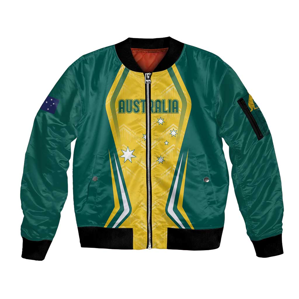 Australia 2024 Olympics Custom Sleeve Zip Bomber Jacket Rise of the Roos