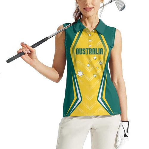 Australia 2024 Olympics Custom Women Sleeveless Polo Shirt Rise of the Roos