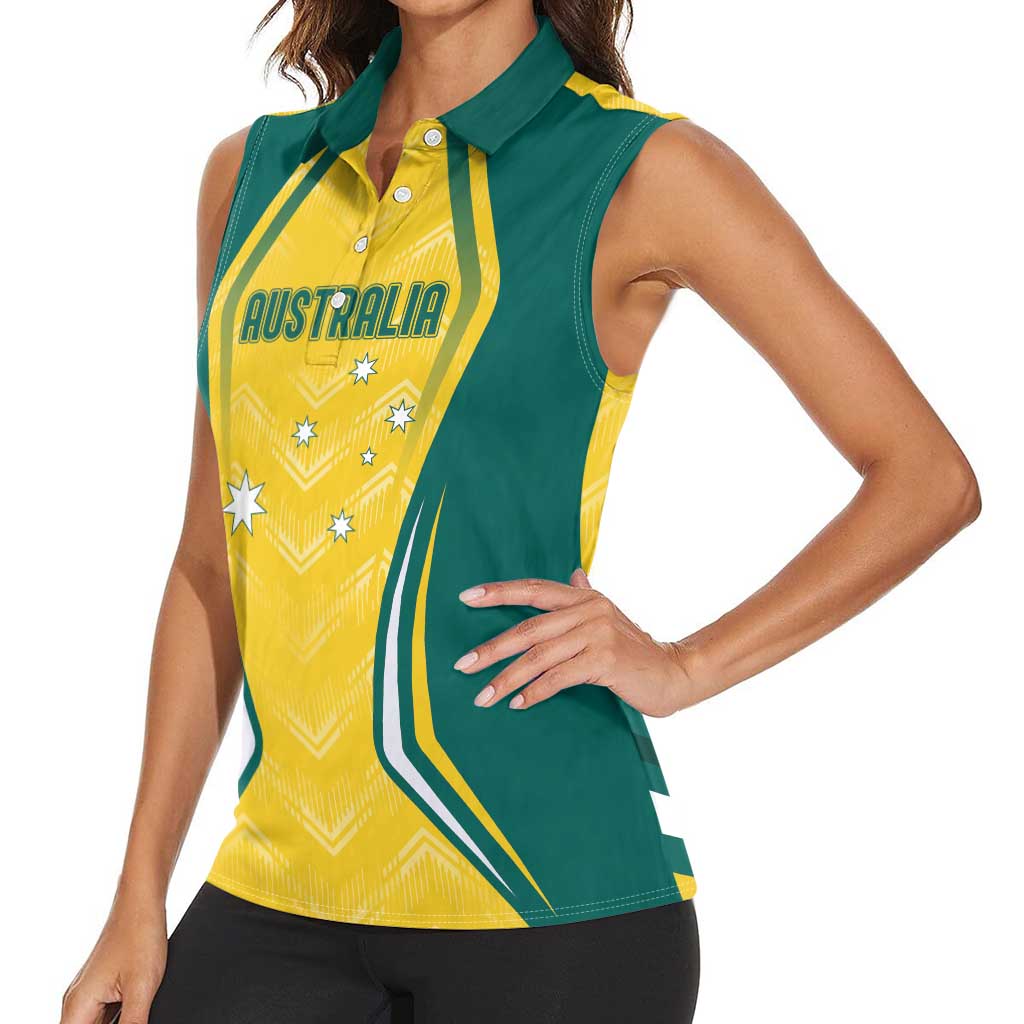 Australia 2024 Olympics Custom Women Sleeveless Polo Shirt Rise of the Roos