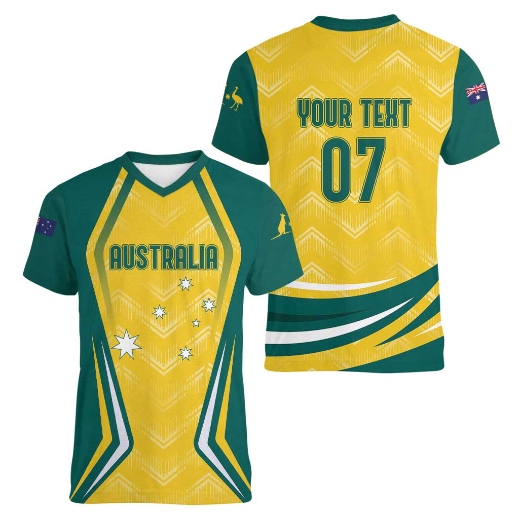 Australia 2024 Olympics Custom Women V-Neck T-Shirt Rise of the Roos