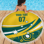 Australia 2024 Olympics Custom Beach Blanket Rise of the Roos Aborignal Style