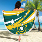Australia 2024 Olympics Custom Beach Blanket Rise of the Roos Aborignal Style