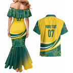 Australia 2024 Olympics Custom Couples Matching Mermaid Dress and Hawaiian Shirt Rise of the Roos Aborignal Style