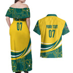 Australia 2024 Olympics Custom Couples Matching Off Shoulder Maxi Dress and Hawaiian Shirt Rise of the Roos Aborignal Style