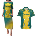Australia 2024 Olympics Custom Couples Matching Puletasi and Hawaiian Shirt Rise of the Roos Aborignal Style