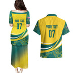 Australia 2024 Olympics Custom Couples Matching Puletasi and Hawaiian Shirt Rise of the Roos Aborignal Style