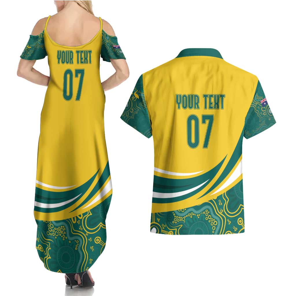 Australia 2024 Olympics Custom Couples Matching Summer Maxi Dress and Hawaiian Shirt Rise of the Roos Aborignal Style