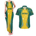 Australia 2024 Olympics Custom Couples Matching Tank Maxi Dress and Hawaiian Shirt Rise of the Roos Aborignal Style
