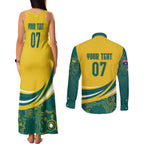 Australia 2024 Olympics Custom Couples Matching Tank Maxi Dress and Long Sleeve Button Shirt Rise of the Roos Aborignal Style