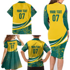 Australia 2024 Olympics Custom Family Matching Long Sleeve Bodycon Dress and Hawaiian Shirt Rise of the Roos Aborignal Style