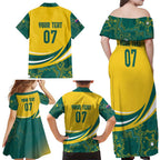 Australia 2024 Olympics Custom Family Matching Off Shoulder Maxi Dress and Hawaiian Shirt Rise of the Roos Aborignal Style