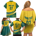 Australia 2024 Olympics Custom Family Matching Off Shoulder Short Dress and Hawaiian Shirt Rise of the Roos Aborignal Style