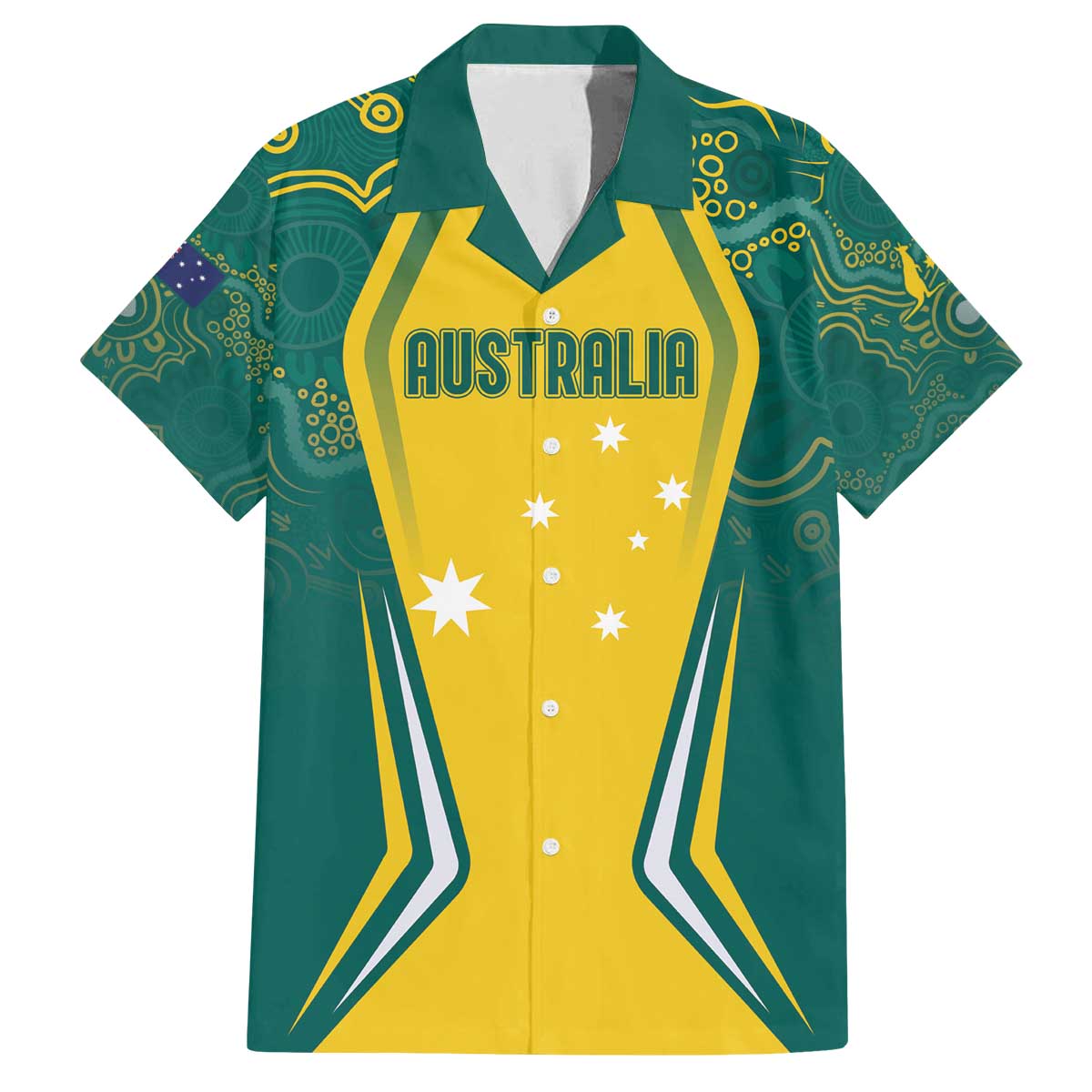 Australia 2024 Olympics Custom Family Matching Off Shoulder Short Dress and Hawaiian Shirt Rise of the Roos Aborignal Style