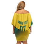 Australia 2024 Olympics Custom Family Matching Off Shoulder Short Dress and Hawaiian Shirt Rise of the Roos Aborignal Style