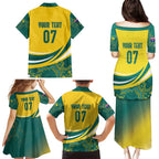 Australia 2024 Olympics Custom Family Matching Puletasi and Hawaiian Shirt Rise of the Roos Aborignal Style