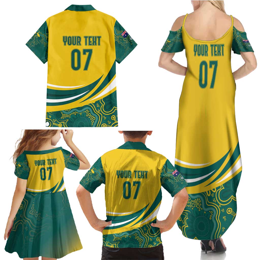 Australia 2024 Olympics Custom Family Matching Summer Maxi Dress and Hawaiian Shirt Rise of the Roos Aborignal Style