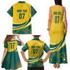 Australia 2024 Olympics Custom Family Matching Tank Maxi Dress and Hawaiian Shirt Rise of the Roos Aborignal Style