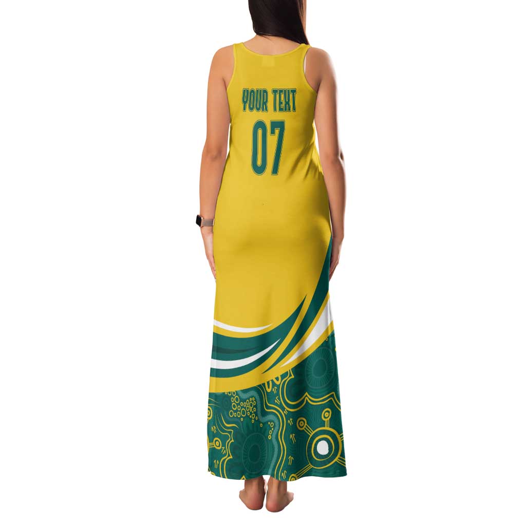 Australia 2024 Olympics Custom Family Matching Tank Maxi Dress and Hawaiian Shirt Rise of the Roos Aborignal Style