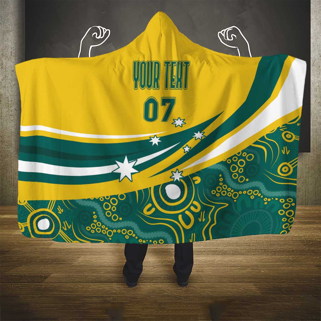 Australia 2024 Olympics Custom Hooded Blanket Rise of the Roos Aborignal Style