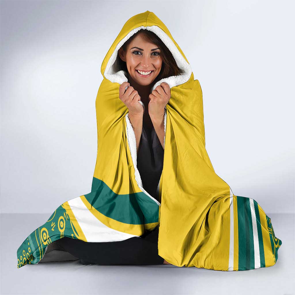 Australia 2024 Olympics Custom Hooded Blanket Rise of the Roos Aborignal Style