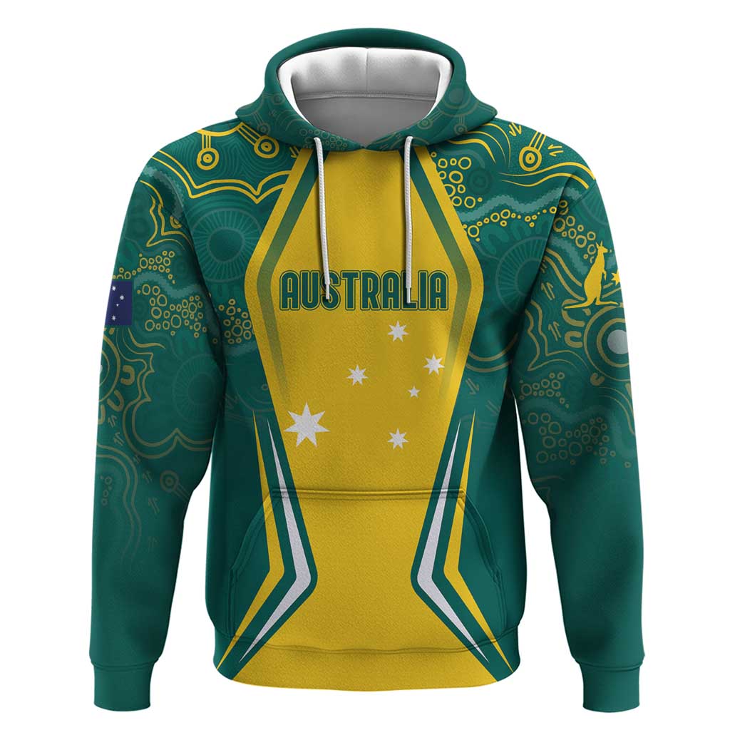 Australia 2024 Olympics Custom Hoodie Rise of the Roos Aborignal Style