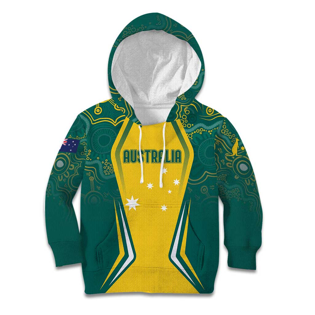 Australia 2024 Olympics Custom Kid Hoodie Rise of the Roos Aborignal Style