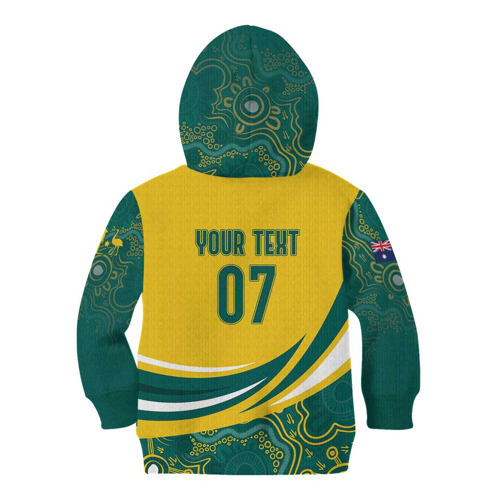 Australia 2024 Olympics Custom Kid Hoodie Rise of the Roos Aborignal Style