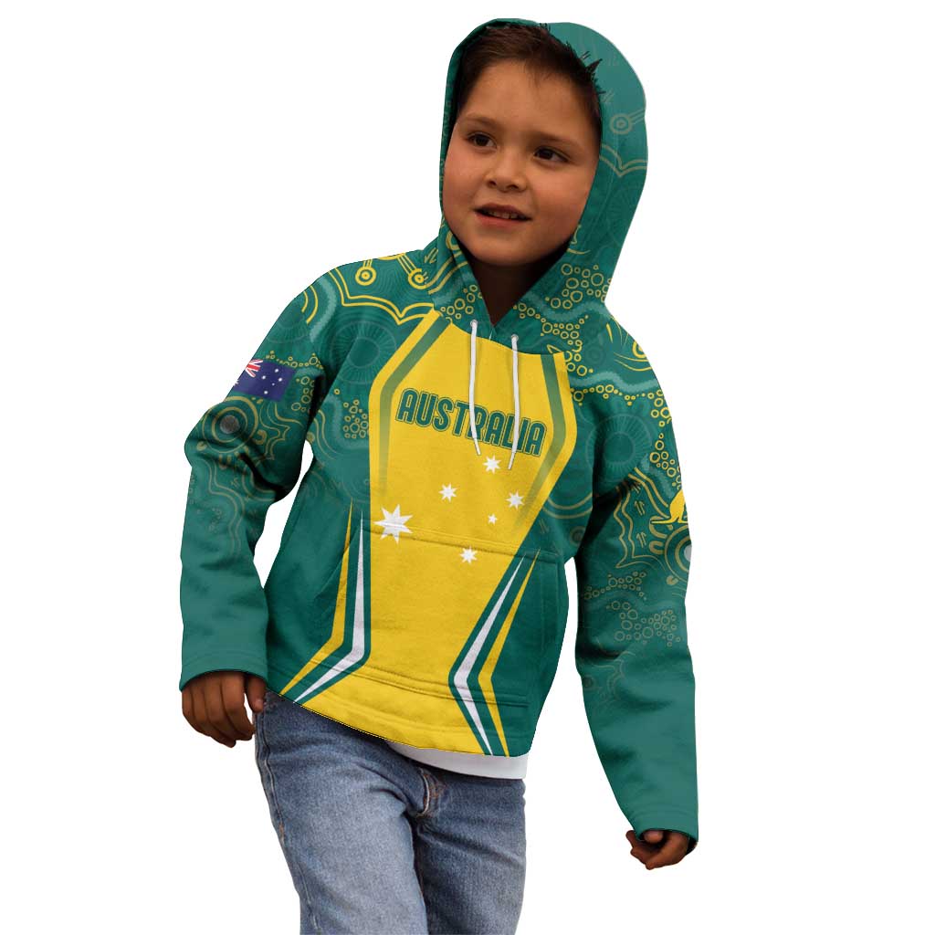 Australia 2024 Olympics Custom Kid Hoodie Rise of the Roos Aborignal Style