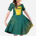 Australia 2024 Olympics Custom Kid Short Sleeve Dress Rise of the Roos Aborignal Style