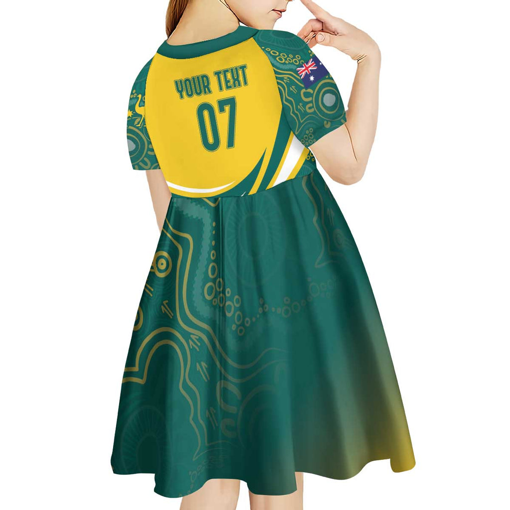 Australia 2024 Olympics Custom Kid Short Sleeve Dress Rise of the Roos Aborignal Style