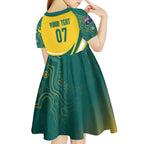 Australia 2024 Olympics Custom Kid Short Sleeve Dress Rise of the Roos Aborignal Style