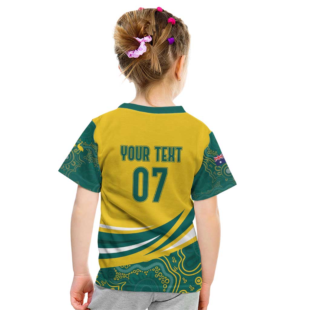Australia 2024 Olympics Custom Kid T Shirt Rise of the Roos Aborignal Style