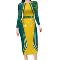 Australia 2024 Olympics Custom Long Sleeve Bodycon Dress Rise of the Roos Aborignal Style